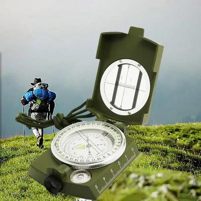 Tactical Survival Compass Outdoor Waterproof High Precision Professional Metal Aiming Compass for Exploration Geology