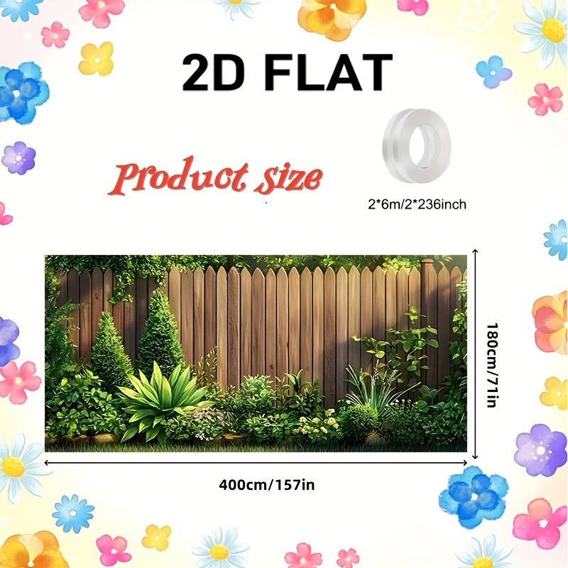 1pc 2D Printed Flower Blooming Wooden Fence Banner - Colorful Autumn Leaves and Sunny Path Design