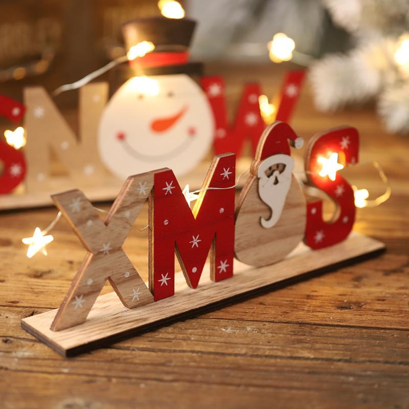 1pcChristmas Wooden Ornaments Letter Christmas Carols Snowman Desktop Creative Printed Ornaments Christmas Gifts
