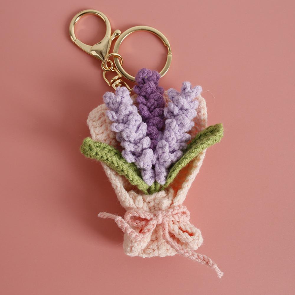Flower Keyrings Crochet Keyrings Handmaking Bouquet Keychain Creative Knitted Flowers Backpack