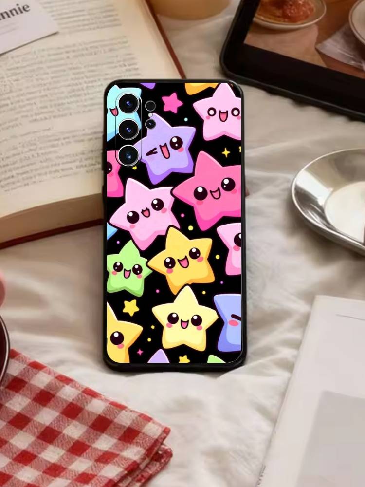 Y2K Cute Strawberry Stars Phone Case For Samsung S26,S25,S24,S23,S22,S21,S20,Plus,Fe,Lite,Others Black Cover