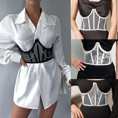 Transparent Wide Belt Lace Lace Slimming Waistband New Waistband  Women