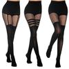 Women Sexy Lace Fishnet Stockings Lolita Hollow Out Solid Pantyhose Jk Japanese Style High Waist Vintage Tights