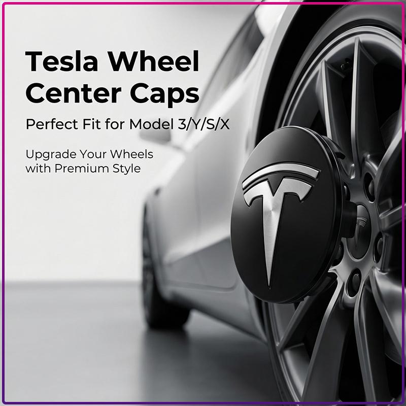 4Pcs 56MM Car Badge Emblem Wheel Center Hub Caps Rim Hubcap Cover For Tesla Model S Model X Model Y Cybertruck Model 3 Model Y