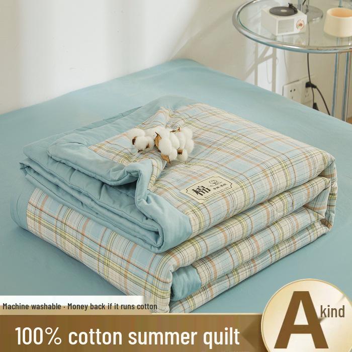 Class A Xinjiang Cotton Summer Quilt - Water-Washed, MUJI Style, Air Conditioning Thin Quilt, Machine Washable, Dormitory-Ready.