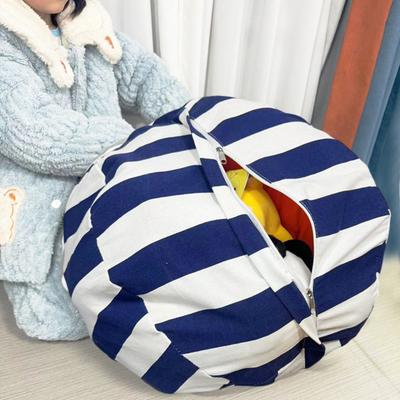 Torba do przechowywania pluszaków Duża pojemność Zapinana na zamek Pasiasty design Organizer na zabawki ubrania kołdry Torba do przechowywania pluszaków do domu sypialni