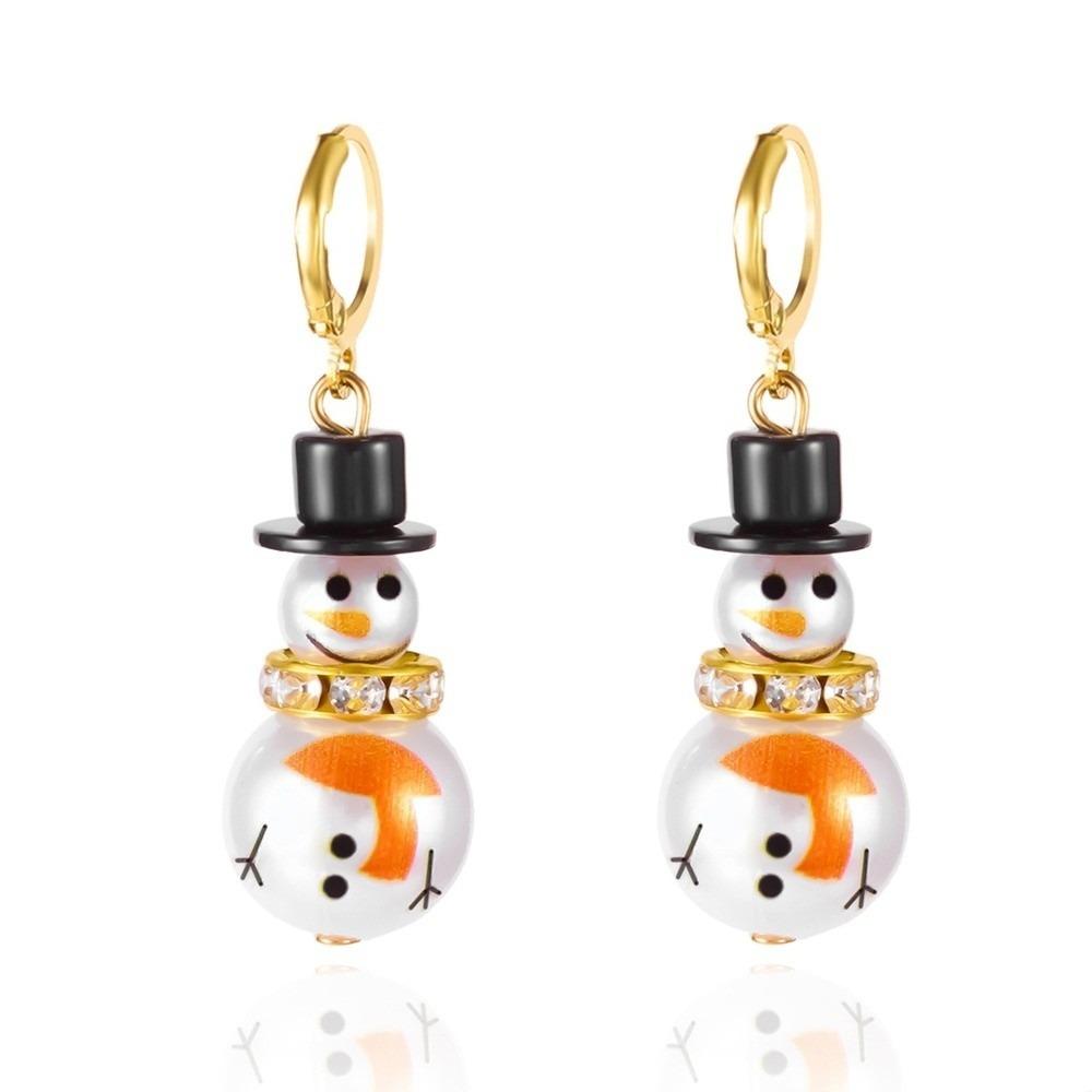 Rhinestone Christmas Earrings Snowflake Xmas Dangle Earrings Fashion Snowman Earrings  Women