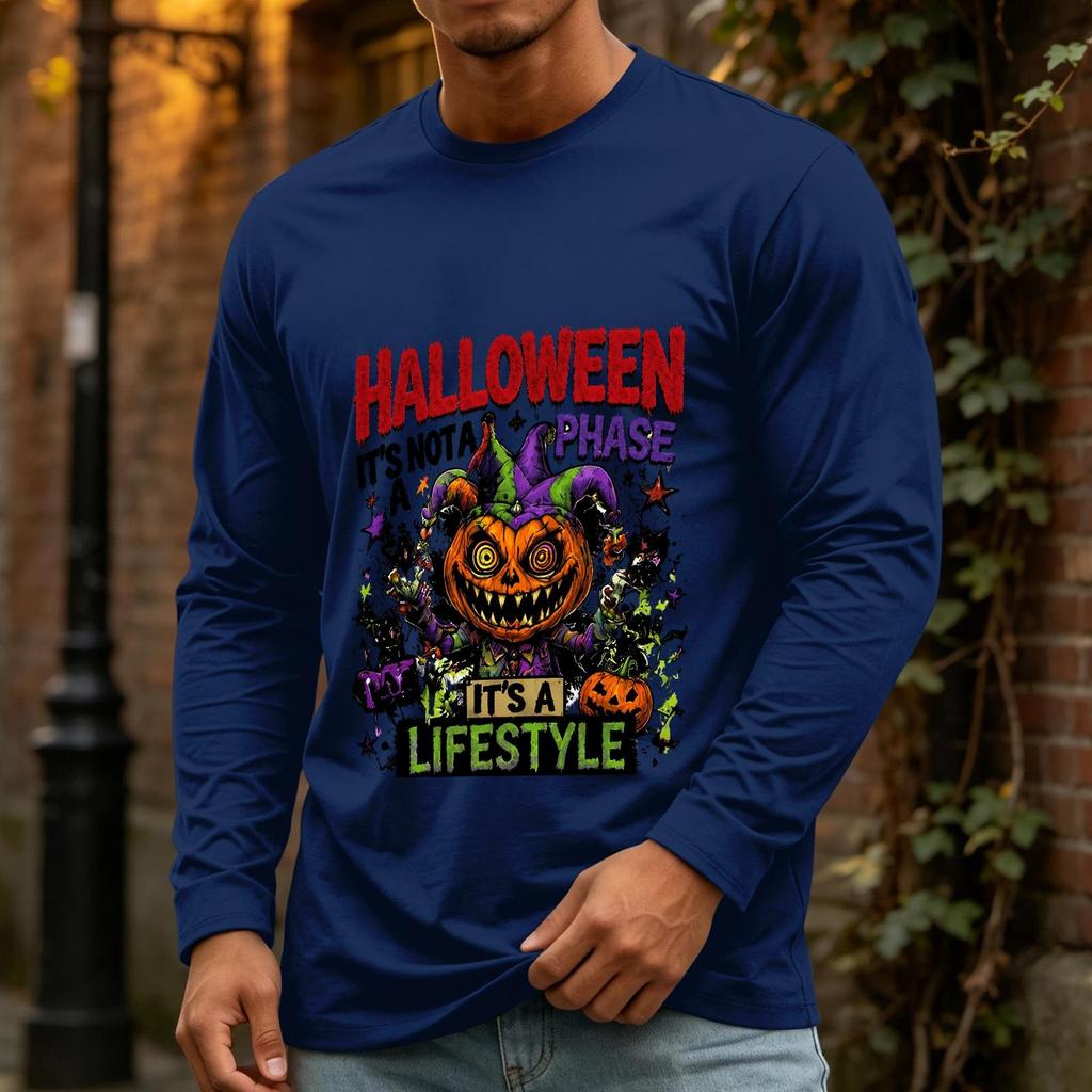 Men's Halloween Long Sleeve Neck Casual T-Shirt for Holiday Party