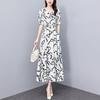 Slim-Fit Summer Plus Size Waist-Cinching Polyester Dress for Middle-Aged Women