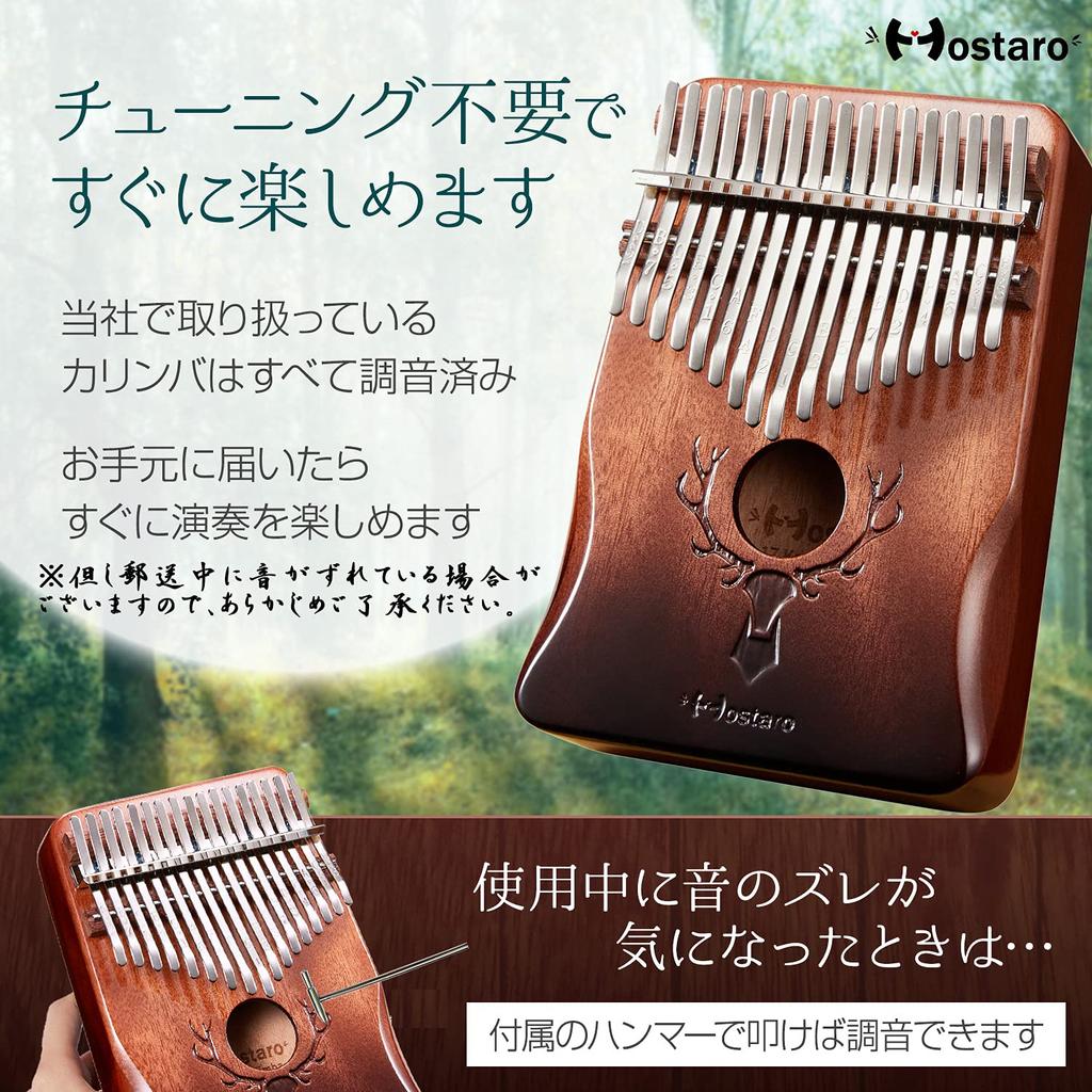 Hostaro Kalimba Thumb Piano Kalimba 17 Key Musical Instrument Popular High Quality Protective Case Included For Beginners Japanese Manual "Forest"