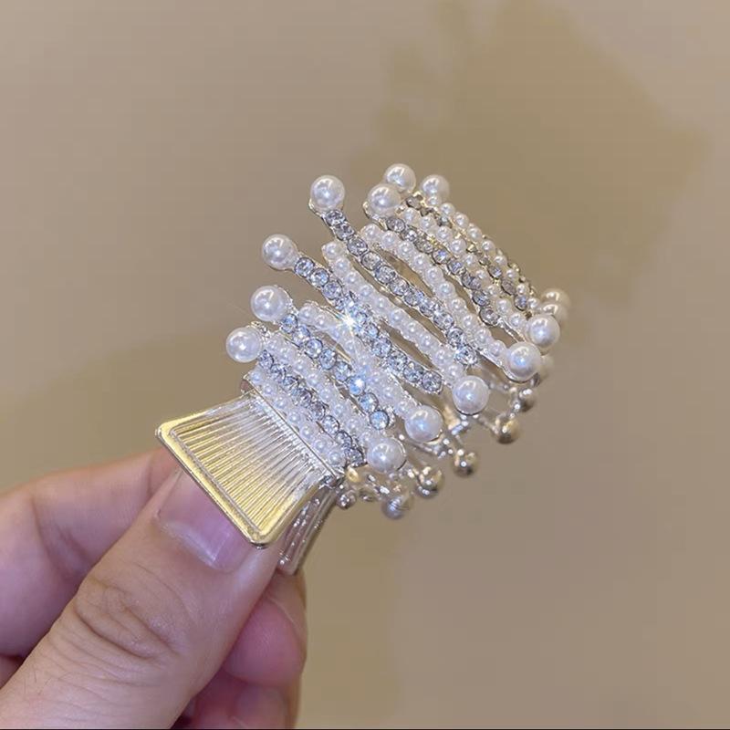 Vintage Pearl High Ponytail Clip - Anti-Sag Geometric Hairpin Holder