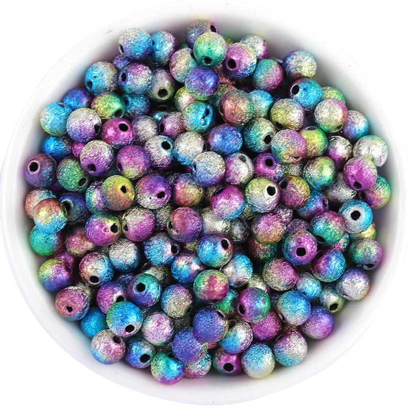100pcs Acrylic Beads 6mm Colorful Glossy Wrinkle Round Loose Beads For Jewelry Making DIY Necklace Bracelet Earrings Accessories