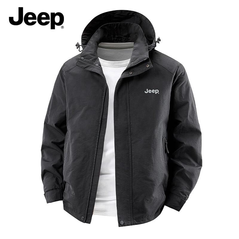 Jeep Men's Detachable Hood Windproof Outdoor Jacket