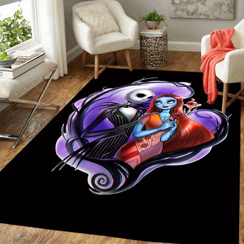 1pc Disney Jack Skellington Pattern Carpet Area Rug Non-slip Carpet Hand Washable Floor Mat Suitable For Living Room Bedroom Home Decor