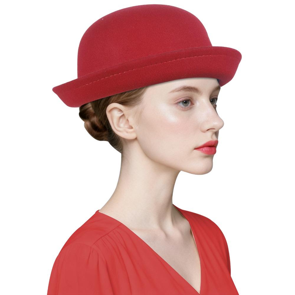 

Trendy Solid Color Women’s Bowler Hat Vintage Elegant Girls Wool Felt Hat Lightweight Versatile Derby Hat Formal Occasions