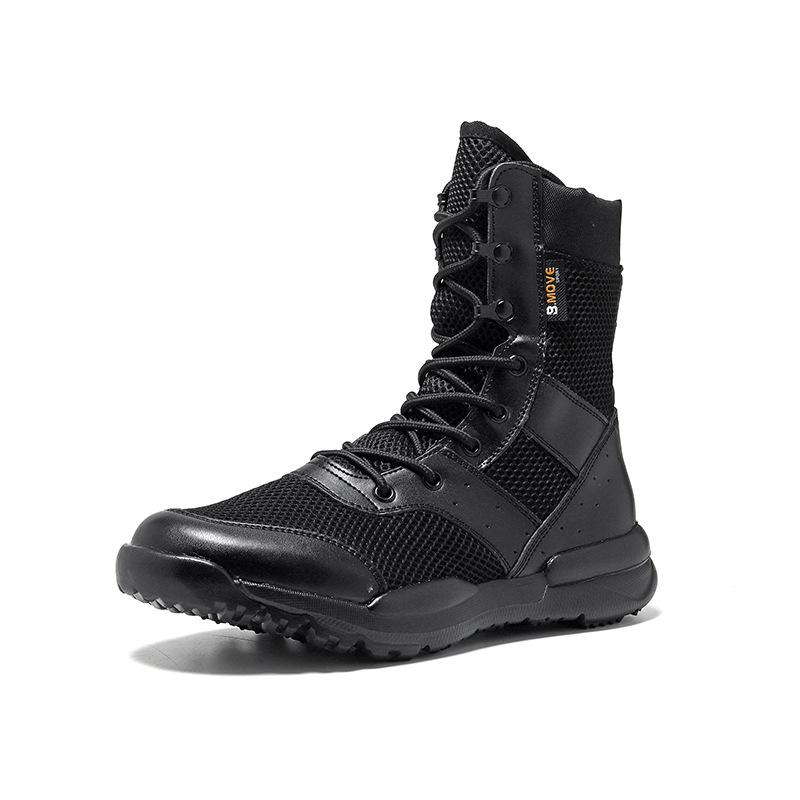 Fashion Men Boots Work Shoes Breathable Lightweight Combat Boots High Top Lace Up Mesh Desert Boots For Men Botas Mujer