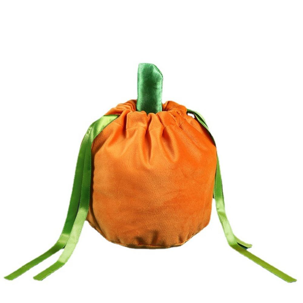 New Halloween Pumpkin Candy Bag Orange Festival Decoration Gift Bags Velvet Party Decor Trick Or Treat Kids