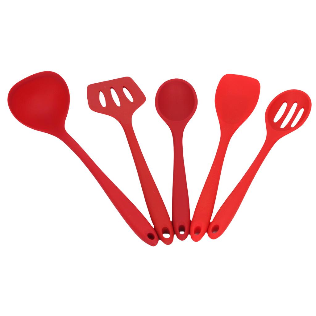 5pcs Set Silicone NOn Stick Heat Resistant Spatula Spoon Soup Ladle Baking Cooking Utensils