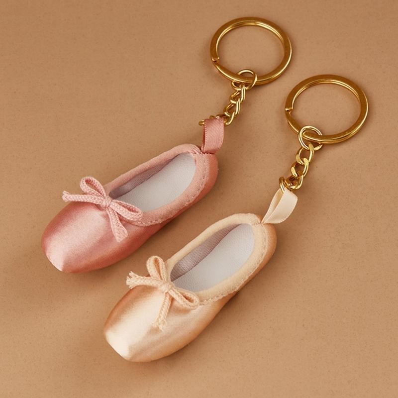 Stylish Ballet Shoe Charm Keyring Mobile Phone Dangle Handmade Keychain Ornament Pendant for Bag and Phone Decoration