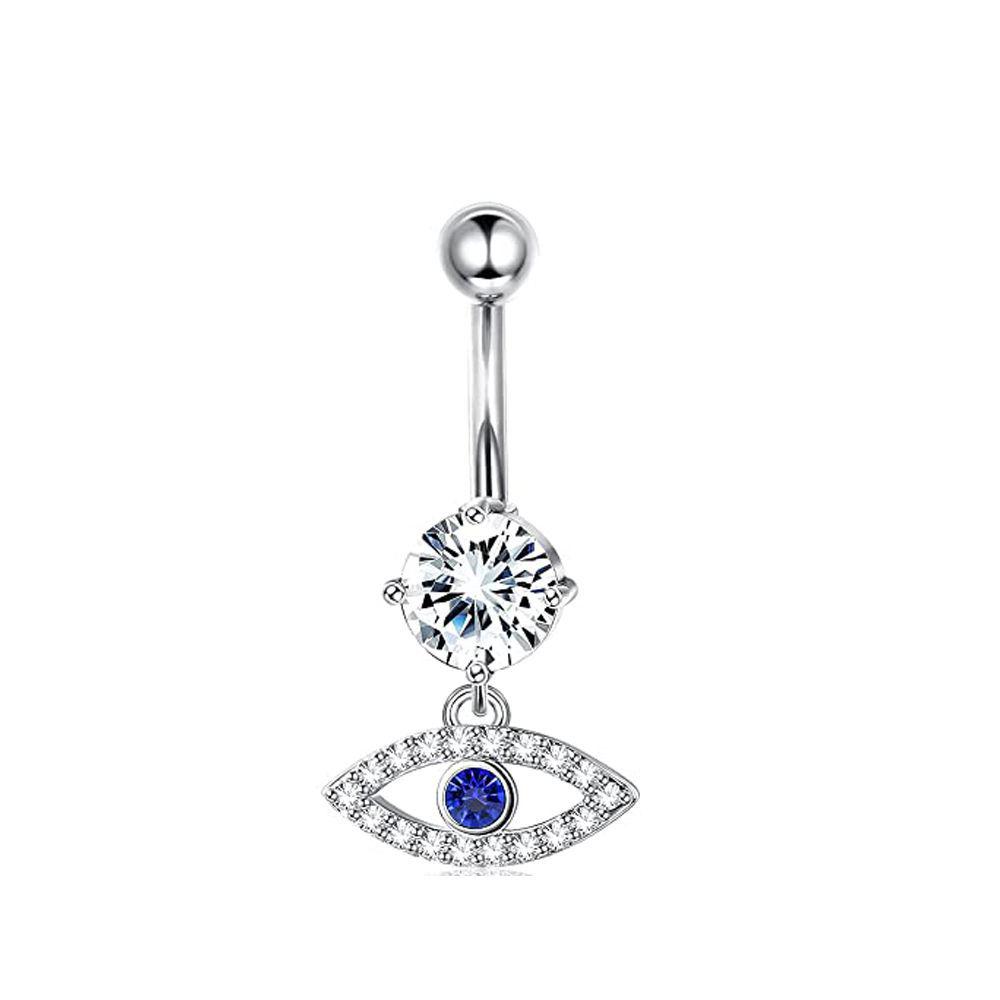 14G Blue Series Stainless Steel Belly Button Ring - Simple, Fashionable, Sexy, Japanese & Korean Style