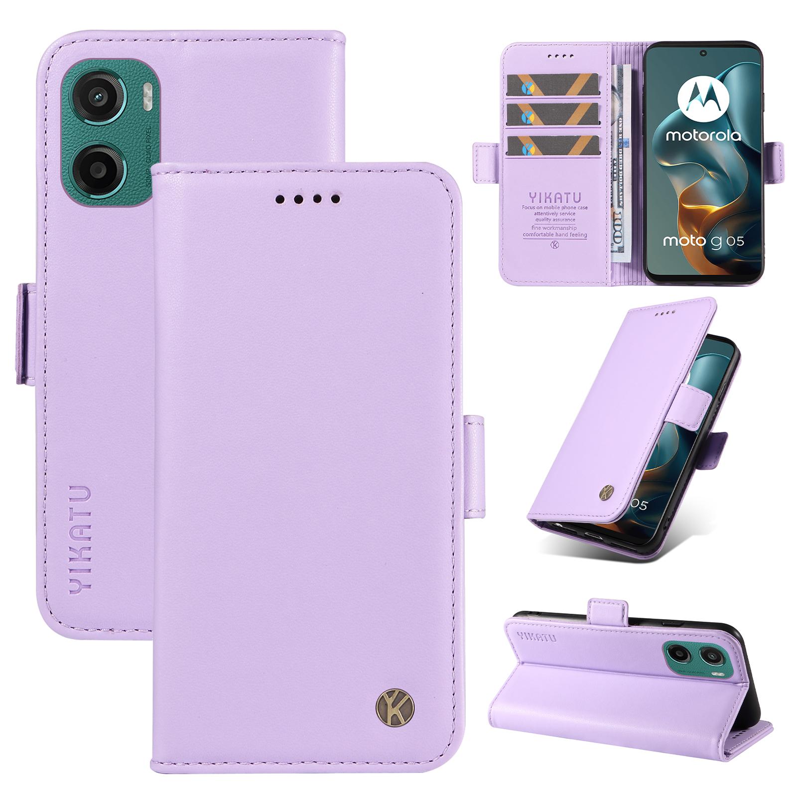 

For Motorola Moto G15 4G Wallet Phone Case YIKATU YK-003 Leather Stand Cover Light Purple