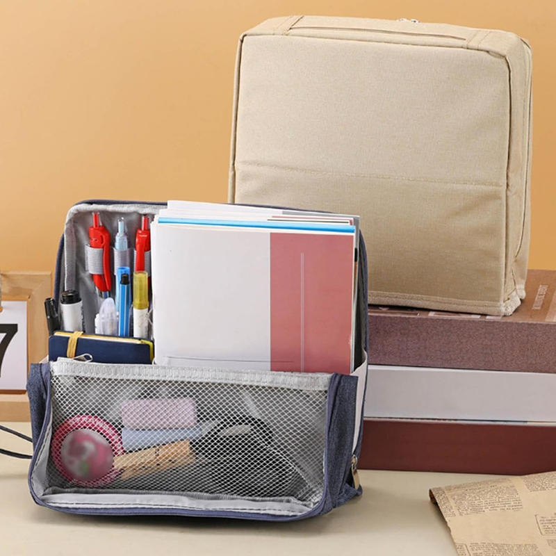 Large Capacity Storage Bag Minimalist Multi-functional Multi-layer High Aesthetic Student Stationery Bag Makeup Bag Storage Bag