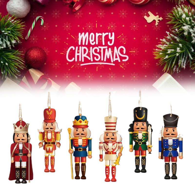Pcs Nutcracker 6 Soldiers Wooden Pendant Hanging Decorations Christmas Gift