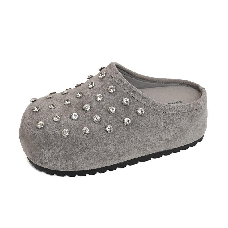 Thick-soled inner height increase Birkenstocks women's shoes new spring ugly cute single shoes bag head half slippers outer wear