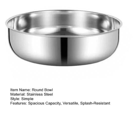 Stainless Steel Mixing Bowl Multi-Functional Dough Kneading Salad Basin Non-Slip Bottom Deep Mixing Bowl for Splash-Free Whisking Induction Cooktop