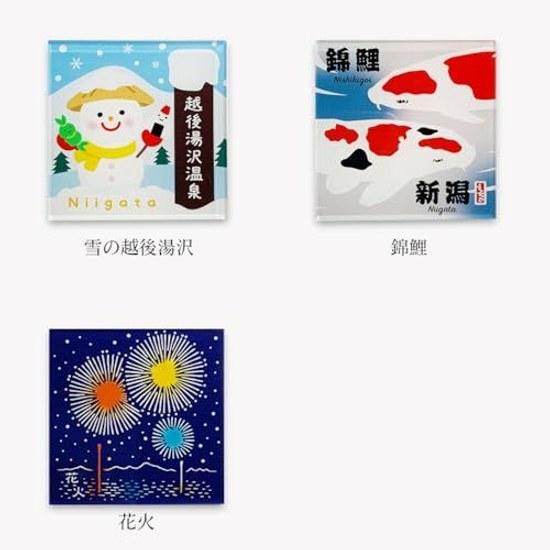 Kyouyu Japan-made Refrigerator Local Magnets 2-piece Set Kitchen Whiteboard Entrance Decoration Gift Souvenir 6cm (Niigata Nishikigoi Fireworks