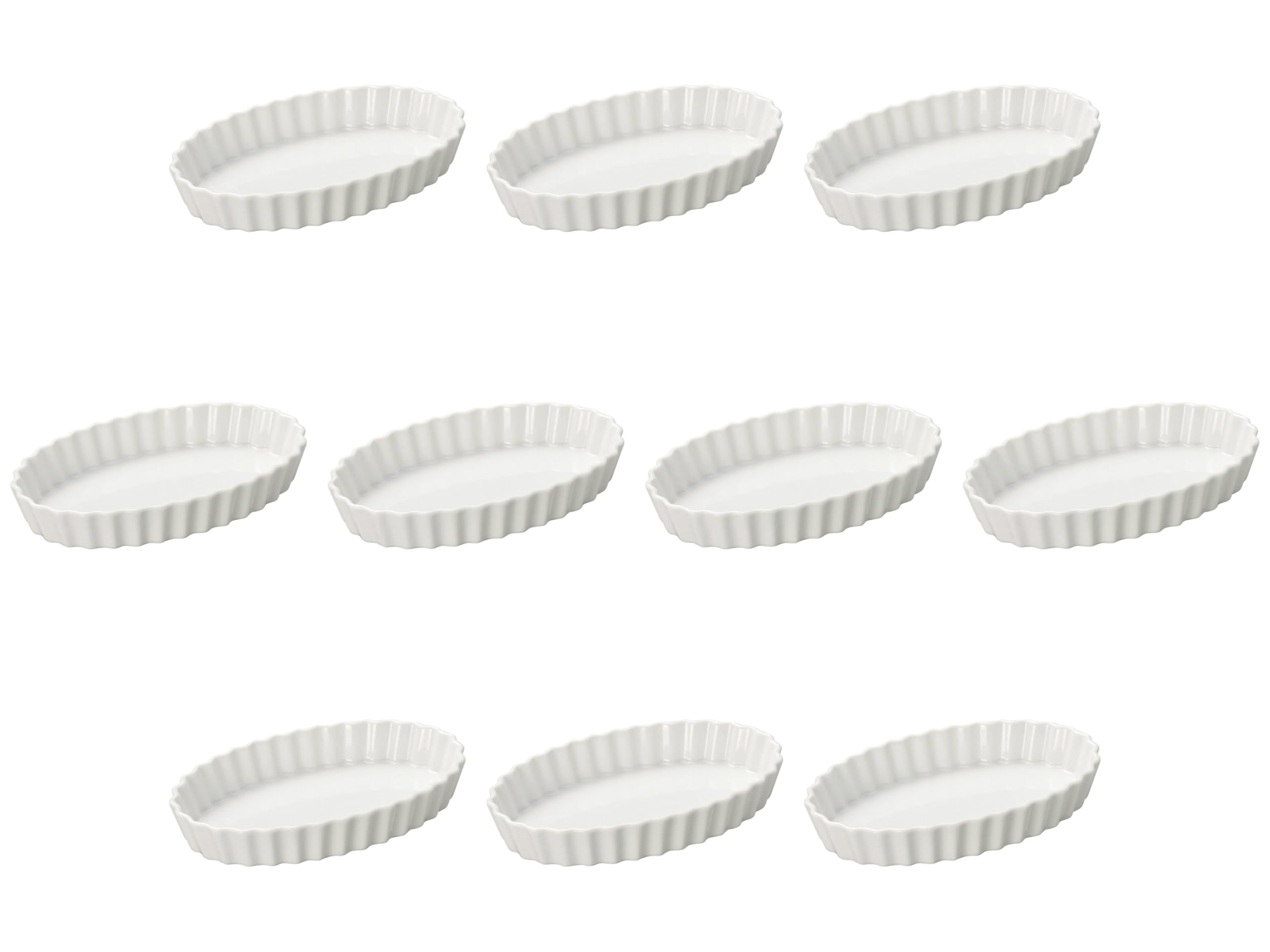

Set of 10 White Oval Pie Plates x 10 x 3 Pie Setomonohonpo 6-inch [16 cm] Plates, Ceramic, білий