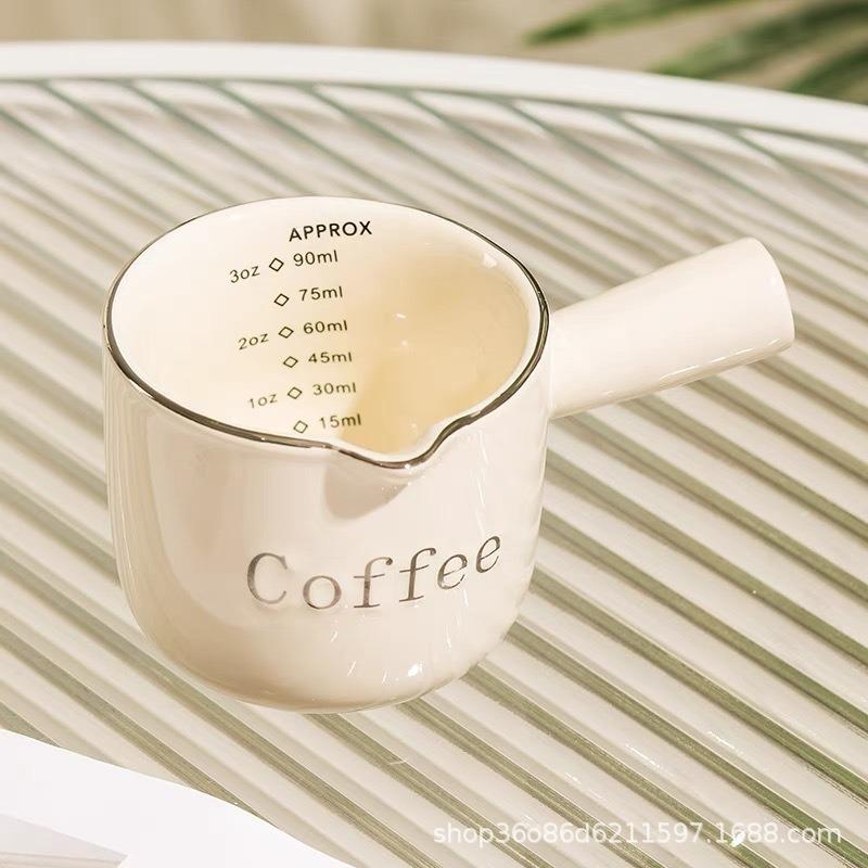 Ins High Appearance Coffee Milk Pitcher With Scale Espresso Cup Ceramic Measuring Milk Pot