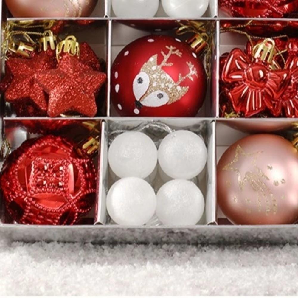35Pcs Shatterproof Xmas Tree Hanging Balls Bow Christmas Ball Ornaments Party Decorations