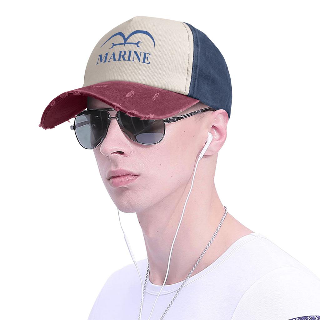 Vintage Marine One Piece Manga Pirate Blue Samurai Baseball Caps Men Women Distressed Cotton Headwear Adjustable Caps Hat