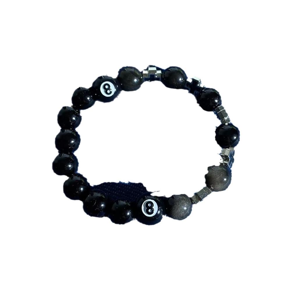 Obsidian Cross Bracelet Chinese Black Eight Billiard Bracelet Opal Beaded Student Party Bracelet