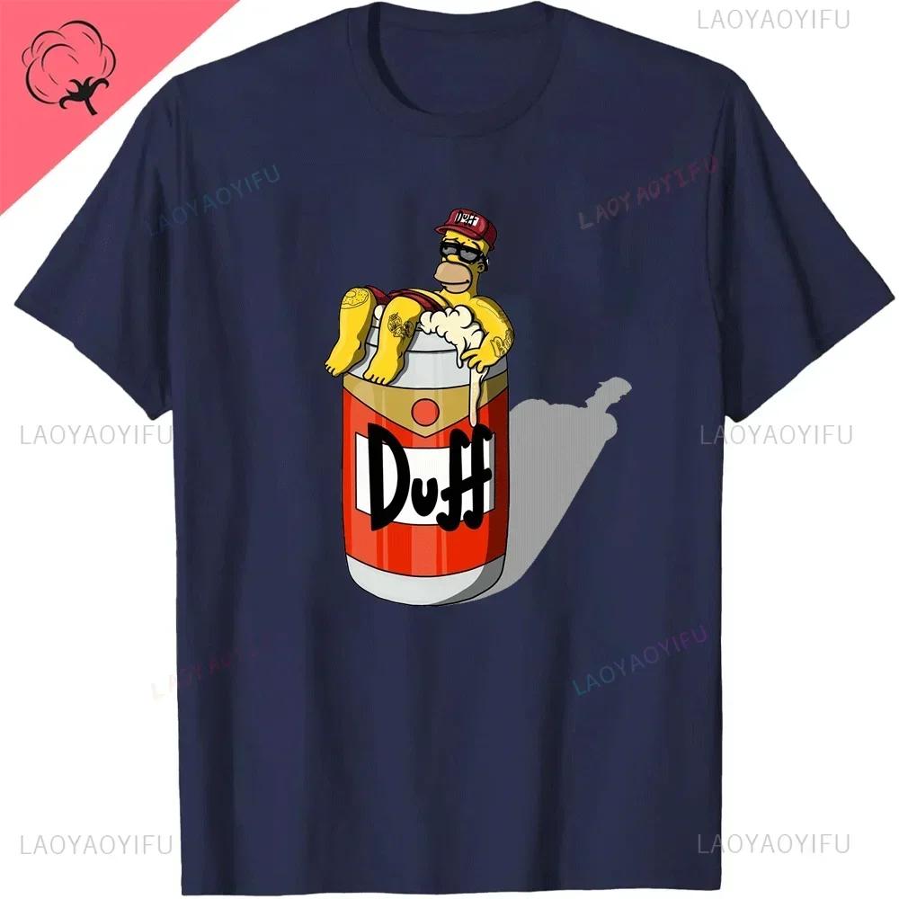 The Simpsons Duff Beer Circle Logo V2 TShirt Cotton Retro Street Fashion Mens Shirt Short Sleeve Design Printed Tshirt Tops