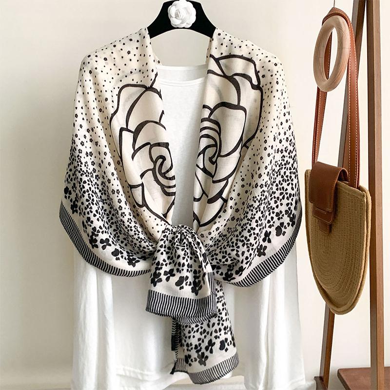 

Elegant Women Silk Scarf Wrap Shawl Floral Print Lady Sunscreen Bandanas Hijab Mujer Scarve Pareo Headscarf Casual Fashion New One Size& 8Y