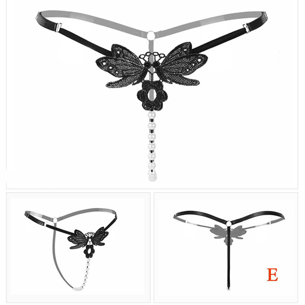 Female Women Sexy Pearl Massage Lace Thong G-stings Panties Lingerie T-back Panties Underwear
