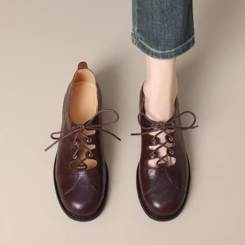 Fashion 2025 New Spring/Autumn Women Pumps Square Toe Chunky Heel Shoes Leather Shoes for Women Cross-tied Mary Janes Lace-up Shoes