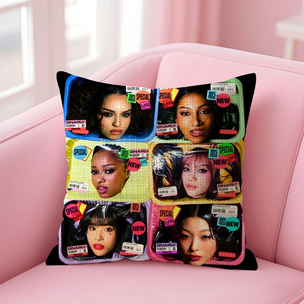 Band KKatseye Cushion Cover Natural Linen Pillow Case DoubleSided Print Decorative Sofa Pillowcase Home Decor Gift