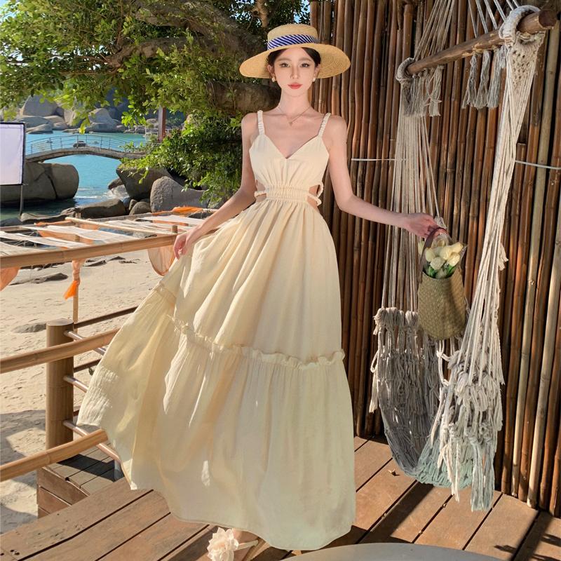Vestidos de playa de verano Vestido largo con tirantes sin espalda