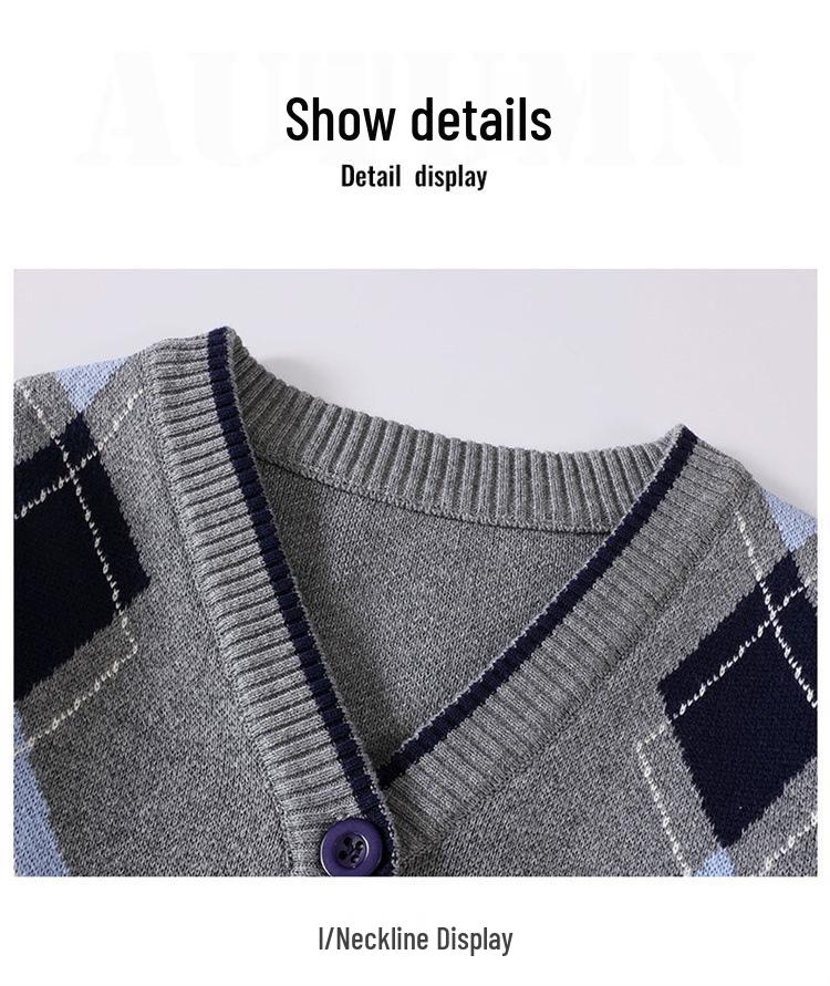 Britský styl Pletený třídílný set školní uniformy pro mateřské a základní školy - Jaro, Podzim a Zima