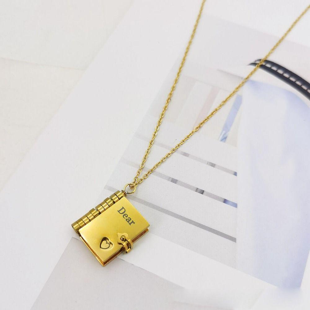 Gold Color Book Necklace Openable Chapter Book Necklace  Jewelry Accessories