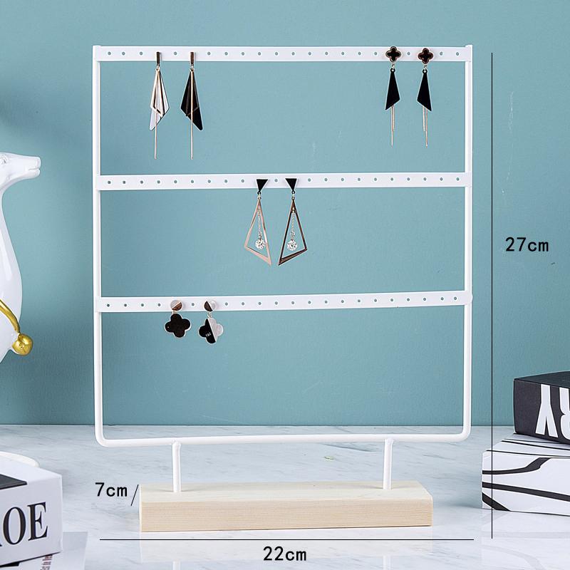 3-Tiers 72 Holes Earring Display Holder,Metal 3 Layers Jewelry Storage Organizer Wood Base Stand Tree,Ear Stud Rack Gift