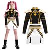 Kids Girls Demon Costume Stand Collar Coat T-shirt Shorts Set Children Printed Design Cosplay Performances