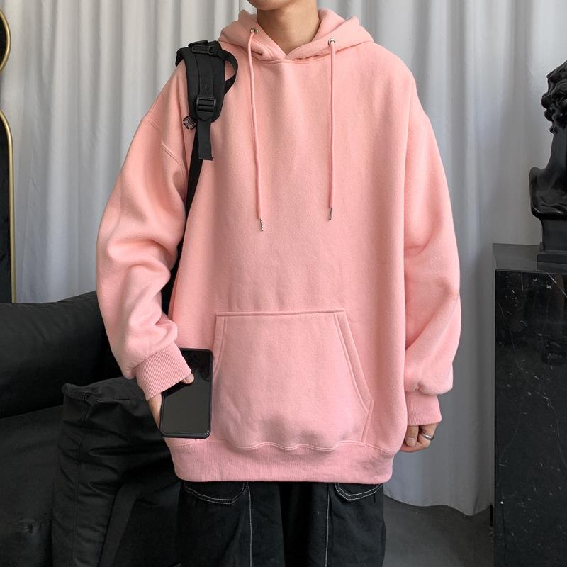 Solid Color Sweater Spring And Autumn Hong Kong Style Couple Hooded Jacket Loose Trend Student Autumn Clothes