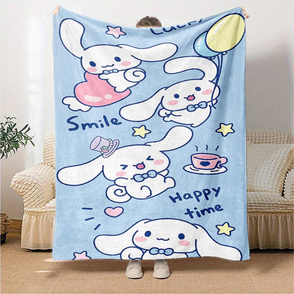 1pc Lucky Rabbit Blanket Lightweight Flannel Throw for Sofa Bed Travel Camping Livingroom Office Couch Chair