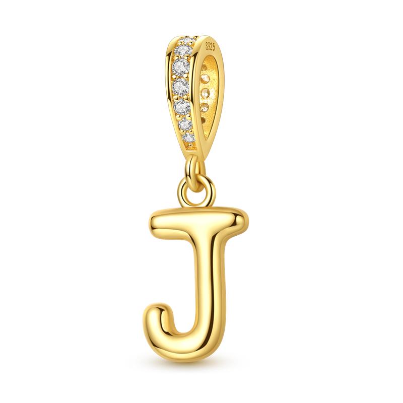 Original Copper Charm Bead Gold Alphabet Love Letter Pendant Fit Original Bracelet Chain For Women Diy Jewelry Gift
