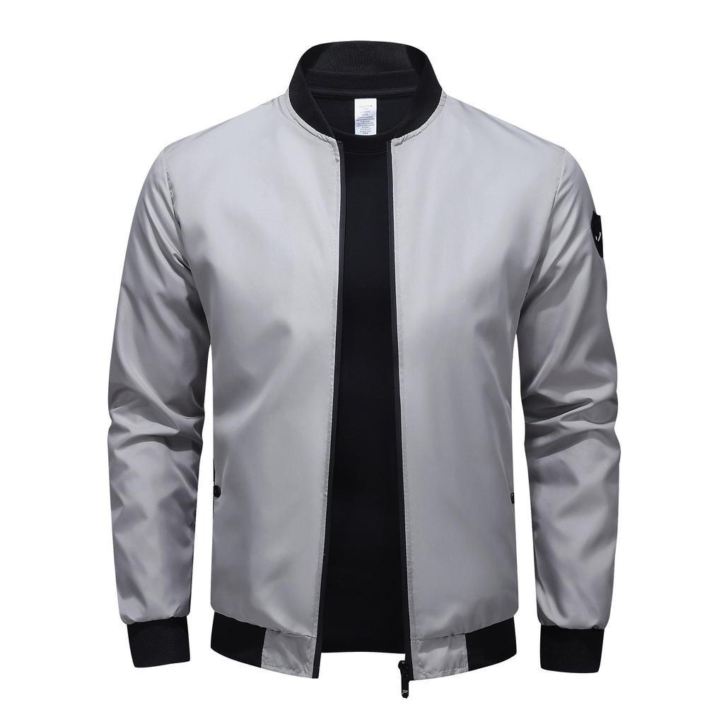 Spring and Autumn Baseball Collar Short Loose Solid Color Jacket Men's Business Casual Thin Coat Trend