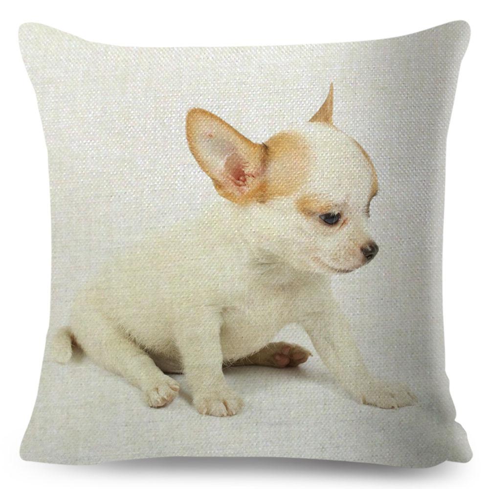 Cute Little Dog Chihuahua Cushion Cover Decor Lovely Pet Animal Pillowcase Polyester Throw Pillow Case for Sofa Home Car 45x45cm